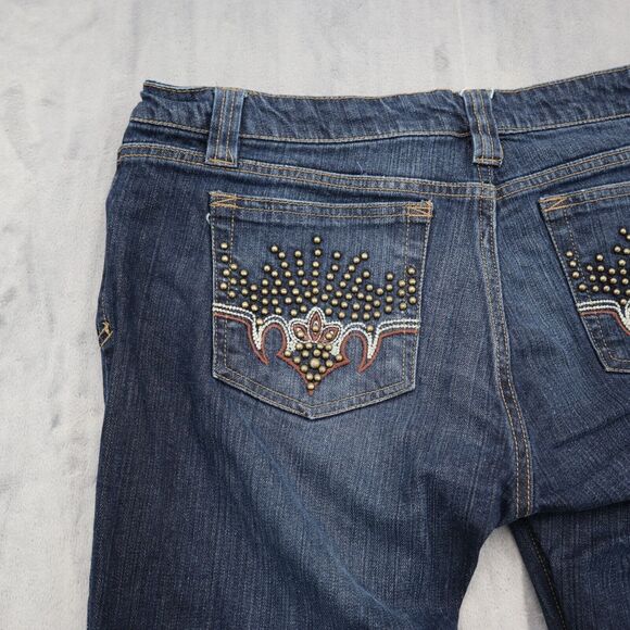 Squeeze Jeans Pants Womens 13/14 Dark Blue Denim Casual Preppy Flared Bootcut - Picture 13 of 15